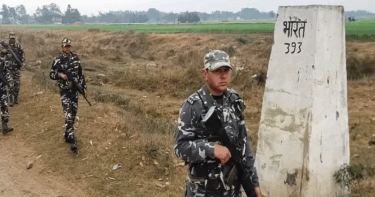 Shashtra Seema Bal (SSB) jawans patrol along the India-Nepal border