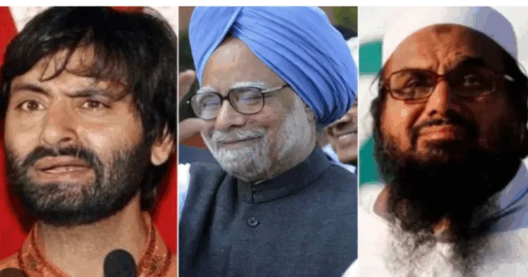 (From Left to right) JKLF Chief Yasin Malik, PM Narendra Modu, LeT Terrorist Hafiz Sayeed