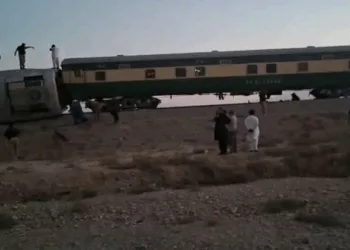 Derailed coaches of the Jaffar Express train
