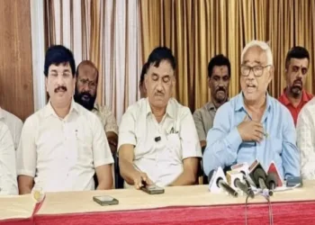 BJP leaders speaking at a press conference