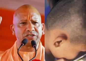 (Left)UP CM Yogi Adityanath (Right) A visually impaired child