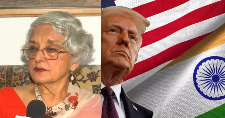 (Left) Ex-Diplomat Veena Sikri (Right) US President Donald Trump