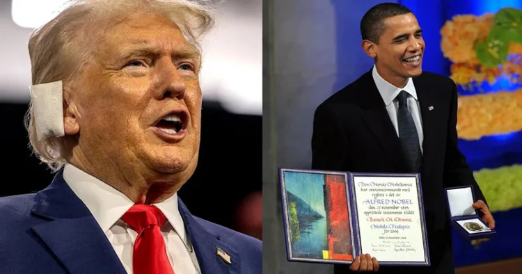 (Left) US President Donald Trump (Right) Former US President Barack Obama