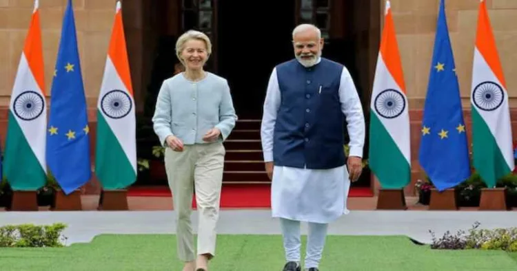 European Commission President Ursula von der Leyen and Prime Minister Narendra Modi during their meeting in New Delhi in February, 2025