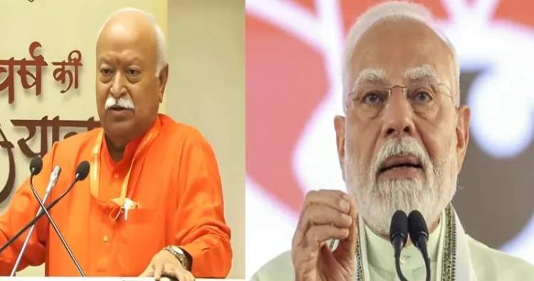 (Left)RSS Sarsanghchalak Dr Mohan Bhagwta (Right) PM Narendra Modi