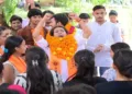 ABVP candidates campaign during DUSU Elections