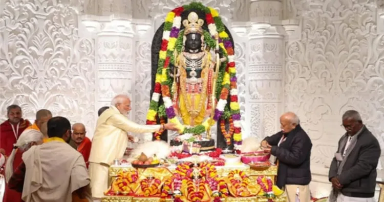 PM Modi and RSS chief Mohan Bhagwat at the Ram Mandir (old Image: X/Narendra Modi)