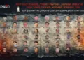 This image released by the armed wing of Hamas shows the 48 captives held in Gaza