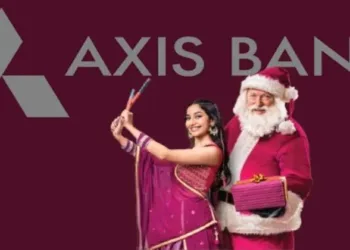 Axis Bank advertisement showcasing Santa Claus
