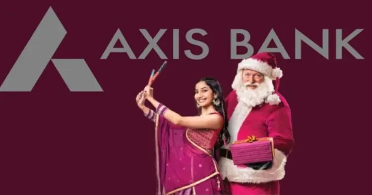 Axis Bank advertisement showcasing Santa Claus