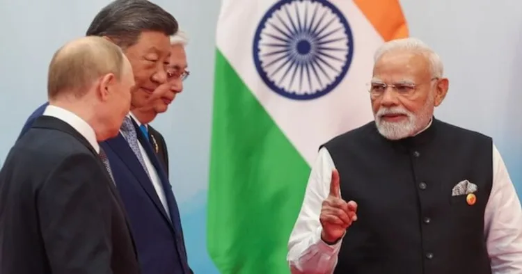Chinese President Xi Jinping, Russian President Vladimir Putin and Prime Minister Narendra Modi (Right)