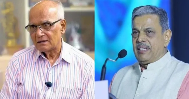 (Left) SL Bhyrappa (Right) Rashtriya Swayamsevak Sangh (RSS) Sarkaryavah Dattatreya Hosabale