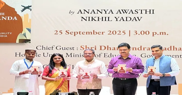 Union Education Minister Dharmendra Pradhan launched the book “Living The Vivekananda Way – Practical Spirituality For Modern India”, co-authored by Dr. Ananya Awasthi and Dr. Nikhil Yadav