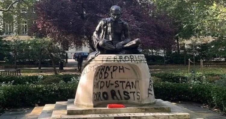 Mahatma Gandhi statue vandalised in London's Tavistock Square