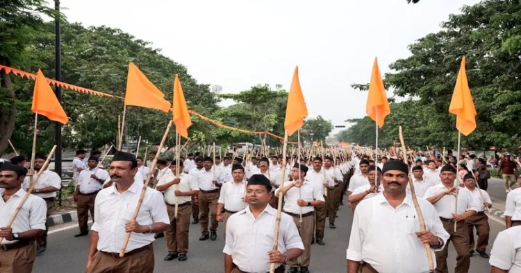 RSS Swayamsevaks perform Path Sanchalan in Bhubaneswar