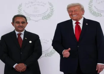 MoS for the Ministry of External Affairs Kirti Vardhan Singh and US President Donald Trump
