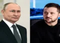 Russian President Vladimir Putin and Ukraine President Volodymyr Zelensky