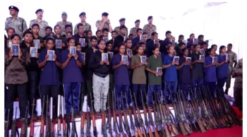 More than 200 Maoists surrender in Bastar's Jagdalpur [ANI Photo]