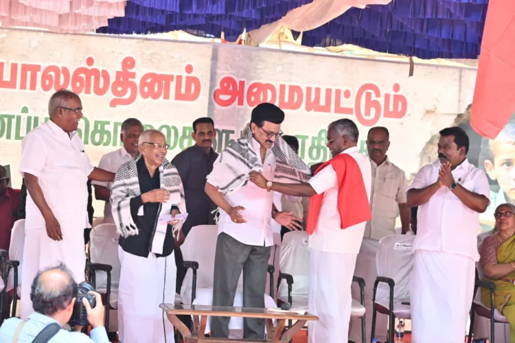 Leaders of CPI (M) , DMK and TN CM Stalin at protest rally in Chennia.