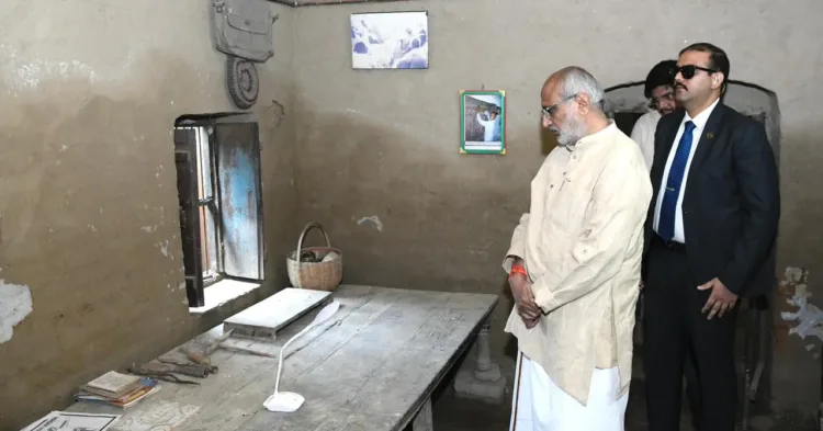 VP CP Radhakrishna visited the ancestral village of Lok Nayak Jay Prakash Narayan on October 11, Image courtesy X [VPIndia]