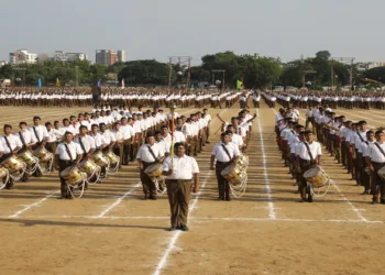 RSS Swayamsevaks on the occasion of 100 years of centenary celebrations of Sangh in Nagpur