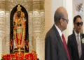 (Left) Murti of Ram Lalla (Right) Public Utilities Minister Barry Padarath