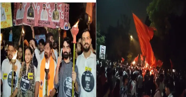 Large number of students take part in ABVP's torch march in JNU