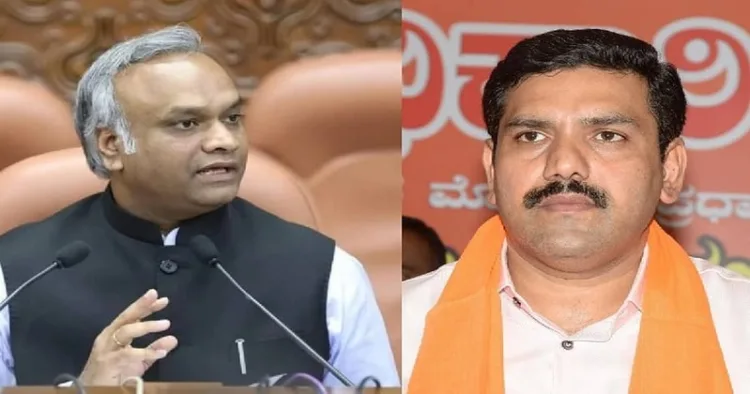 (Left) Priyank Kharge (Right) State BJP President BY Vijayendra