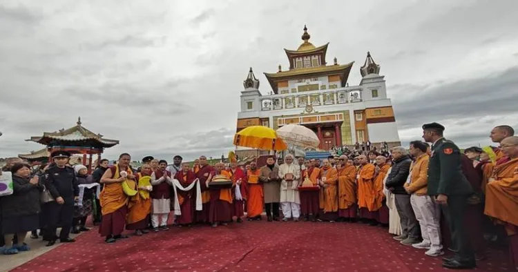 J&K LG Manoj Sinha with the holy relics of Bhagwan Buddha
