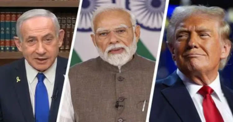 (from left to right): Israel Prime Minister Benjamin Netanyahu, Prime Minister Narendra Modi and US President Donald Trump