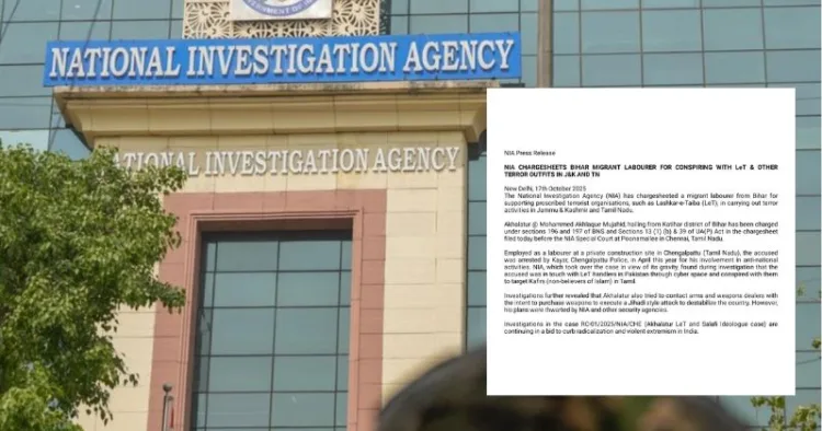 NIA chargesheets Bihar labourer for aiding LeT in terror conspiracy