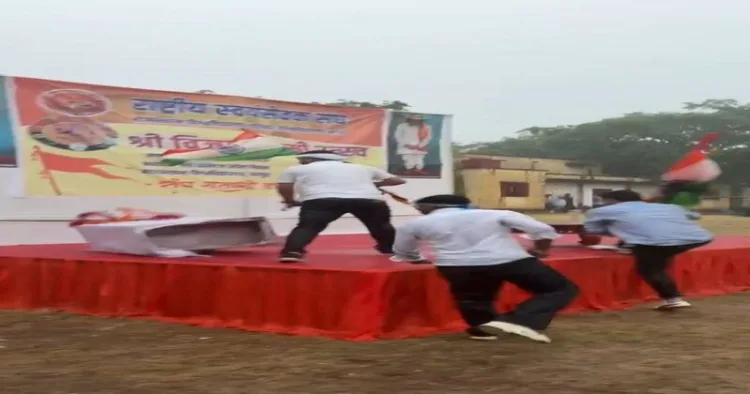 Members of NSUI vandalised the Shastra Puja venue