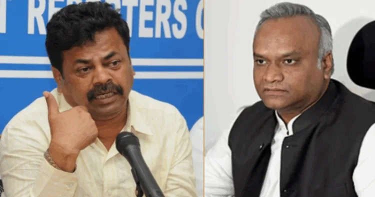 (Left) BJP leader MP Renukacharya (Right) Minister and Congress leader Priyank Kharge