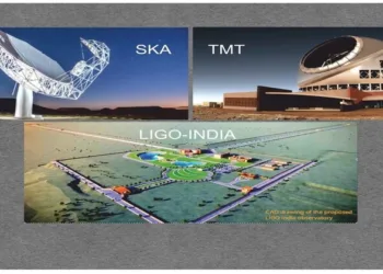 Artistic Image of the three Mega Science Projects in Astronomy, in which Indian astronomers are involved