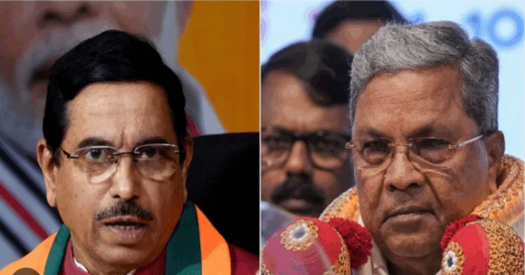(Left) BJP leader Prahlad Joshi (Right) Karnataka CM Siddaramaiah