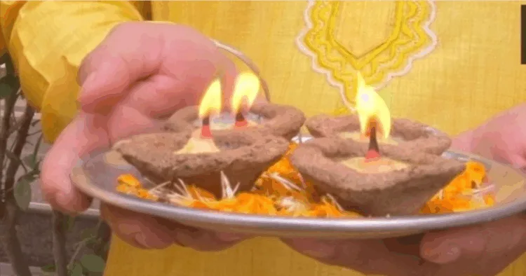 Diyas made from cowdung