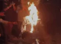 Protest and effigy burning in JNU