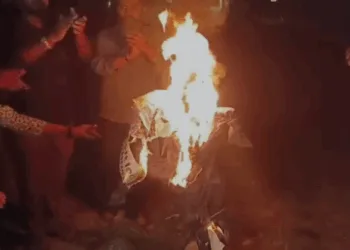 Protest and effigy burning in JNU