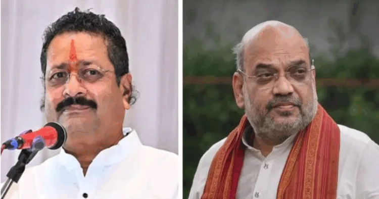 (Left) MLA B P Yatnal (Right) Union Home Minister Amit Shah