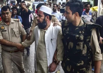 Police arrest Mohsin Raza, a relative of arrested cleric Maulana Tauqeer Raza Khan, in Bareilly, Uttar Pradesh