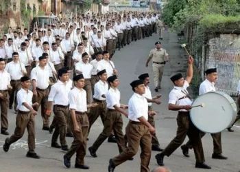 RSS Swayamsevaks doing Path Sanchalan