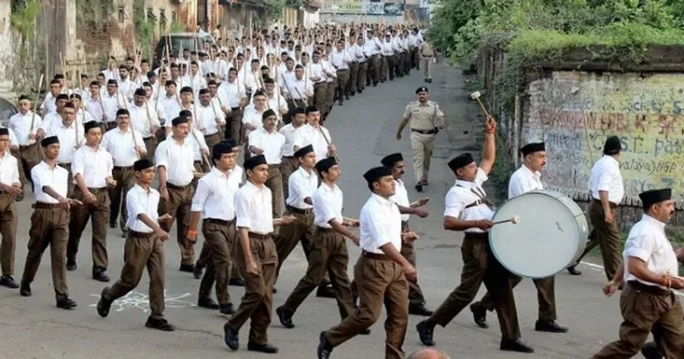 RSS Swayamsevaks doing Path Sanchalan