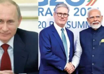 Russian President Vladimir Putin, PM Narendra Modi and British PM Sir Keir Starmer