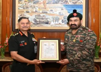 Mohanlal with Chief of the Army Staff, General Upendra Dwivedi