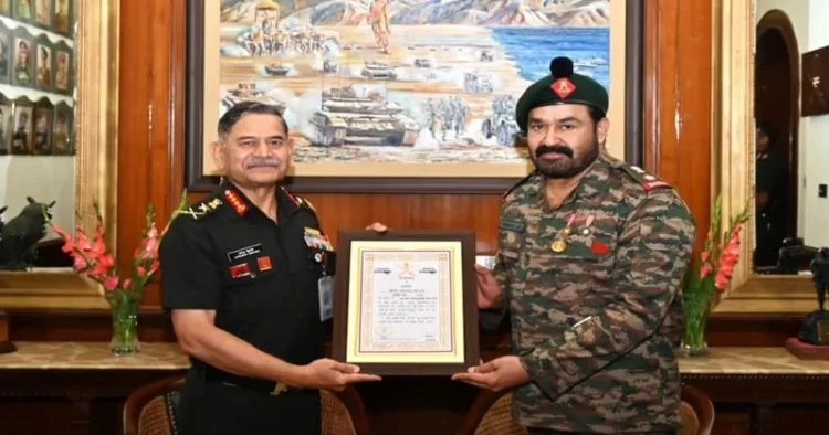 Mohanlal with Chief of the Army Staff, General Upendra Dwivedi