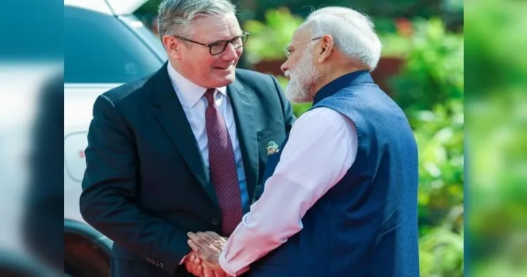 British Prime Minister Keir Starmer with Prime Minister Narendra Modi