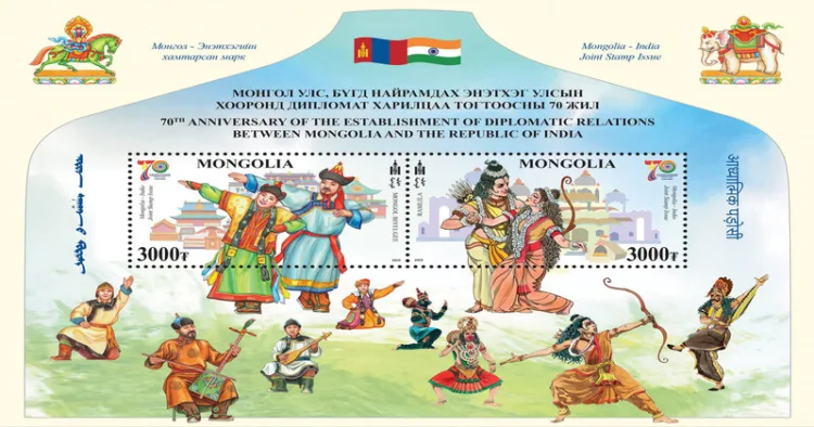 Mongolia releases a special stamp to mark 70 years of ties with India