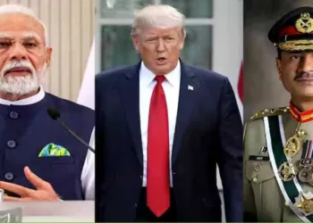 Prime Minister Narendra Modi (Left), US President Donald Trump and Pakistan Army chief Asim Munir (Right)