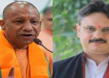 UP Chief Minister Yogi Adityanath (Left) and BJP MLA Rajeshwar Singh (Right)