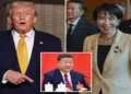 US President Donald Trump, Japan's Prime Minister Sanae Takaichi and Chinese President Xi Jinping